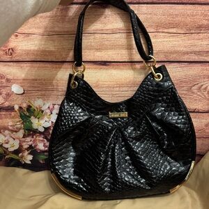Gianni Bini Black Croc Embossed Bag Gold Hardware